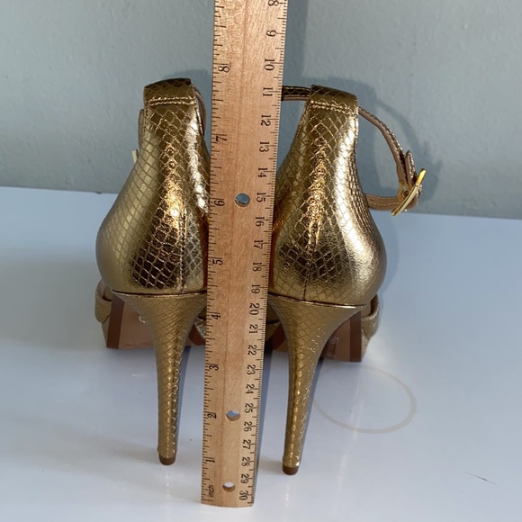 MICHAEL Kors Jordyn Snake Embossed Metallic Leather Platform Sandals - Picture 10 of 11